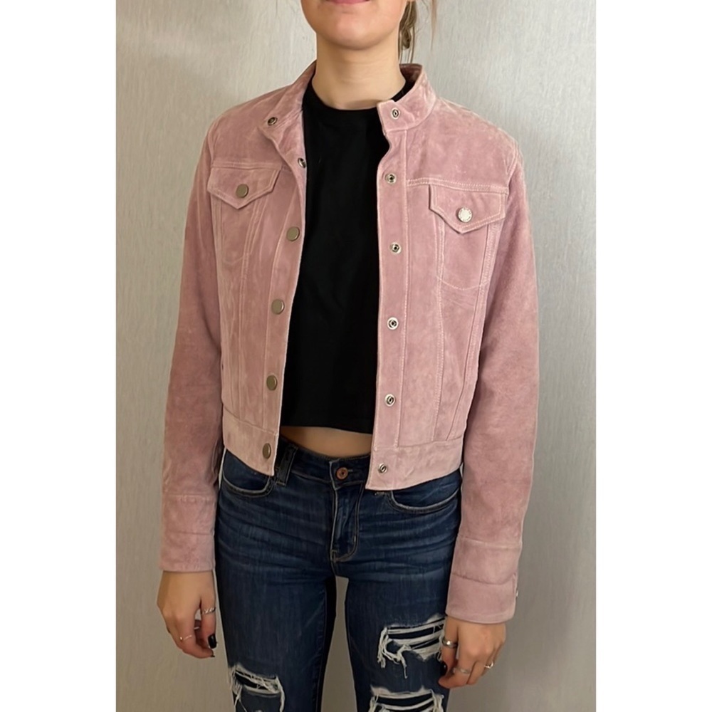 Danier Dusty Pink Suede Cropped Jacket